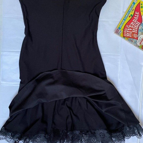 Vintage Black Mini Dress strapless Stretchy Primadonna Canadian, Size S - Picture 3 of 5